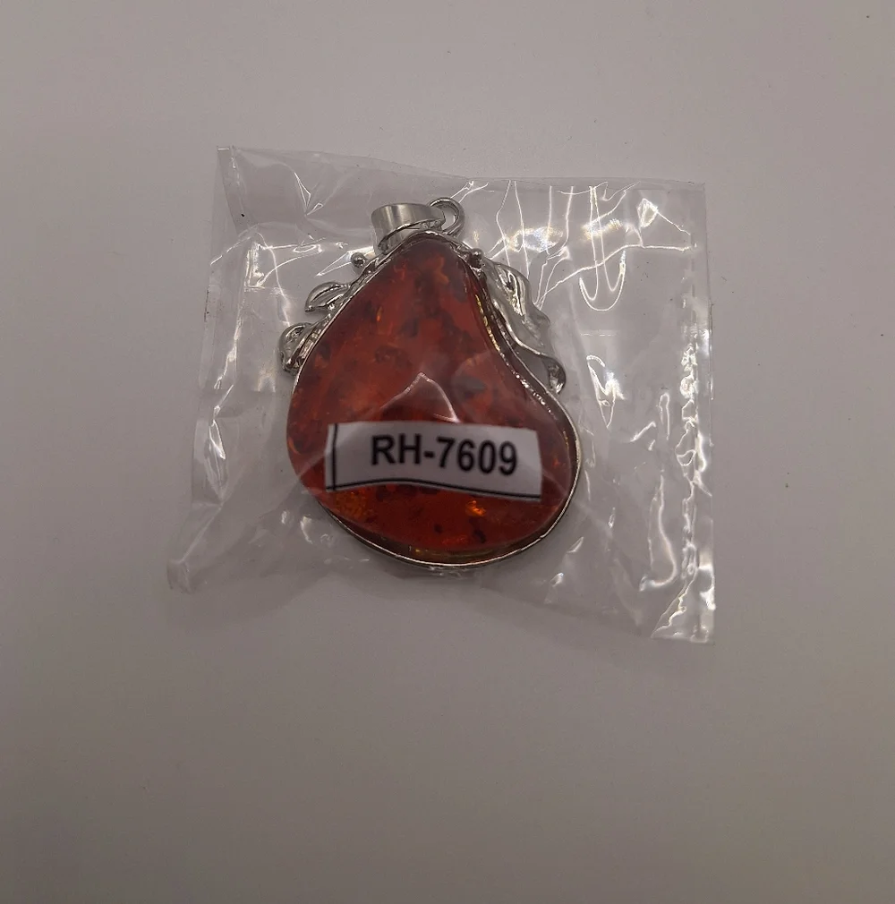 Amber-Style Pendant | Baltic Amber Look | Silver Plated | Handmade in India - Picture 8 of 8